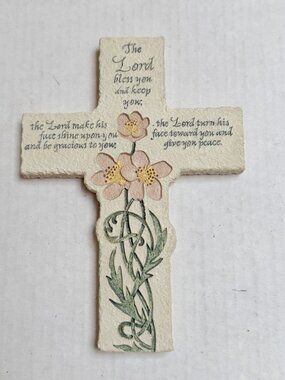 Inspiro Zondervan Floral Cross Plaque Wall Hanging Faux Stone Decor Gift
